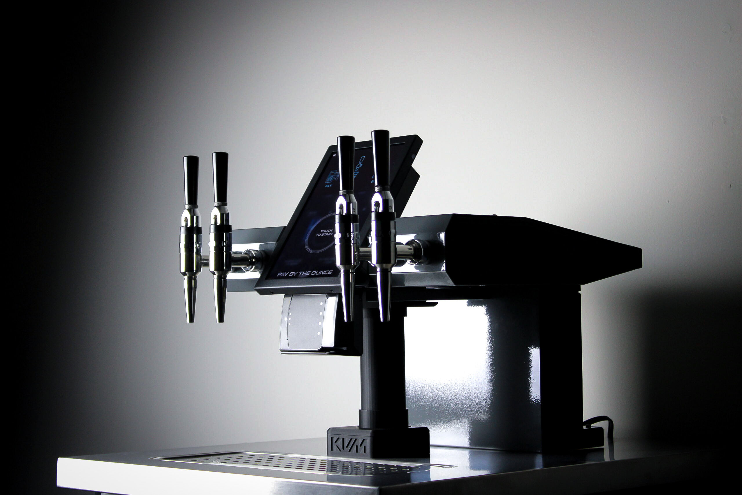 KVM Automated Coffee - self-service craft beverage kegerator vending machine with 10.1 inch touchscreen and 4 taps