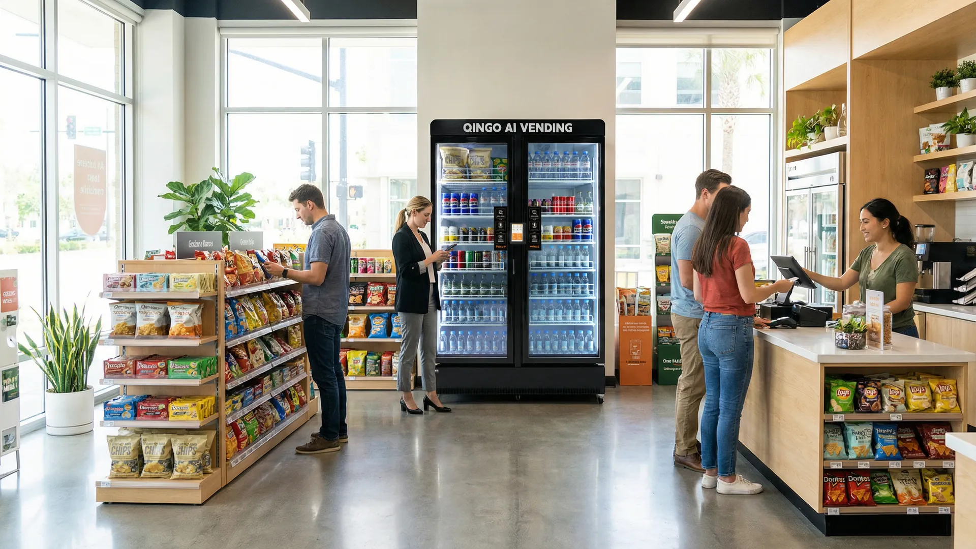 Qingo Pair 1208 AI smart vending machine — 672-bottle capacity high-volume unit